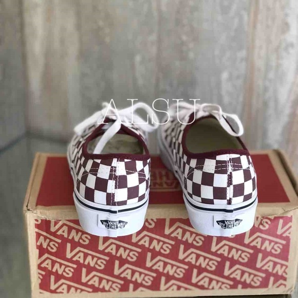 VANS Authentic Checkerboard Maroon White Kid’s - Picture 7 of 8